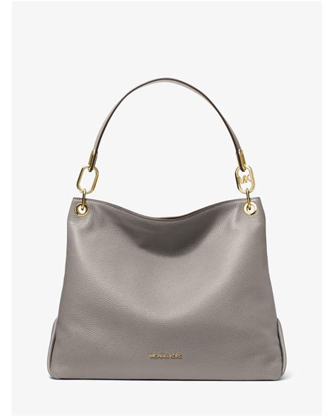 michael kors pearl grey pebble camera|Michael Kors Logo Pebble Leather Camera Bag .